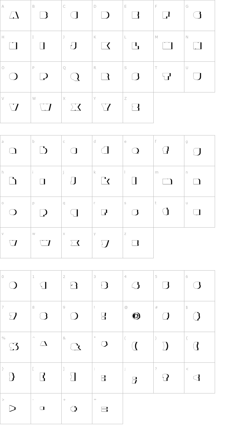 Character Map Parafuse Ultra Black Shadow Font