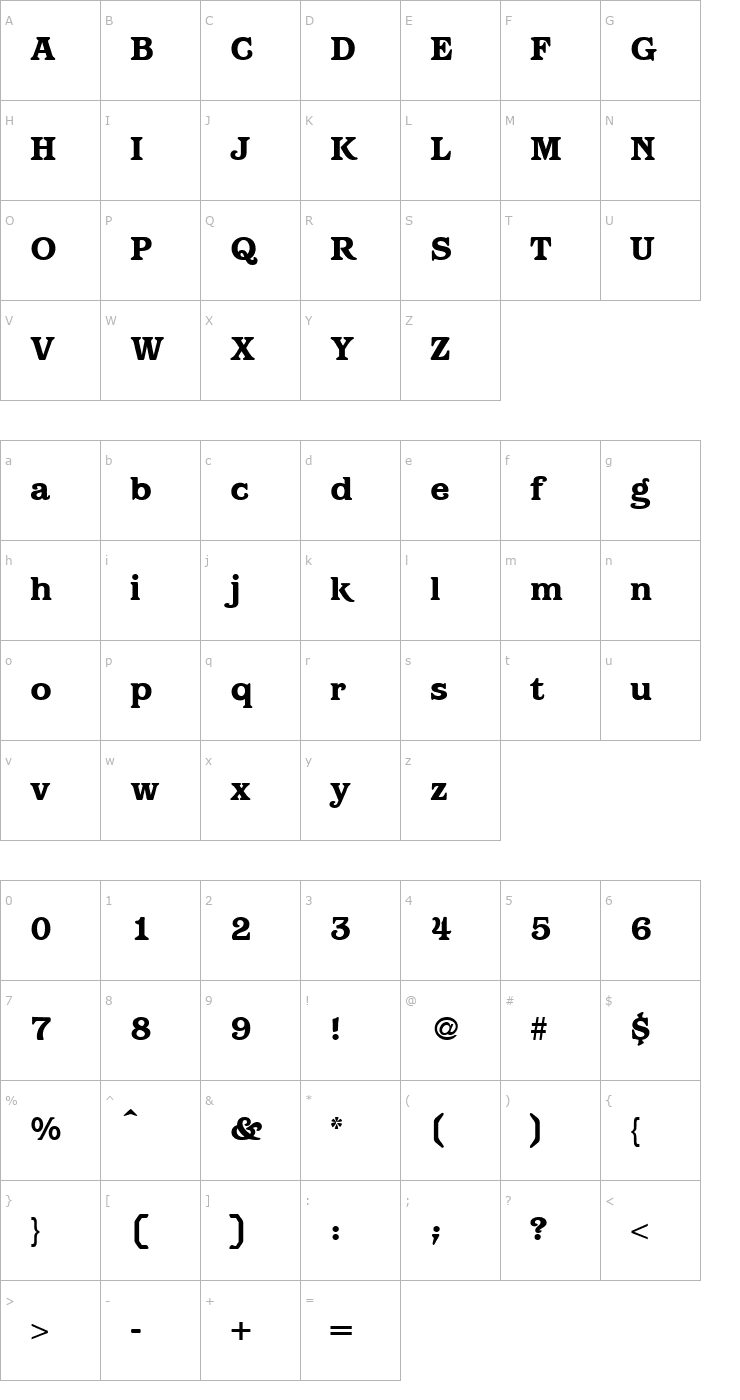 Character Map ParagonHeavy-Regular Font