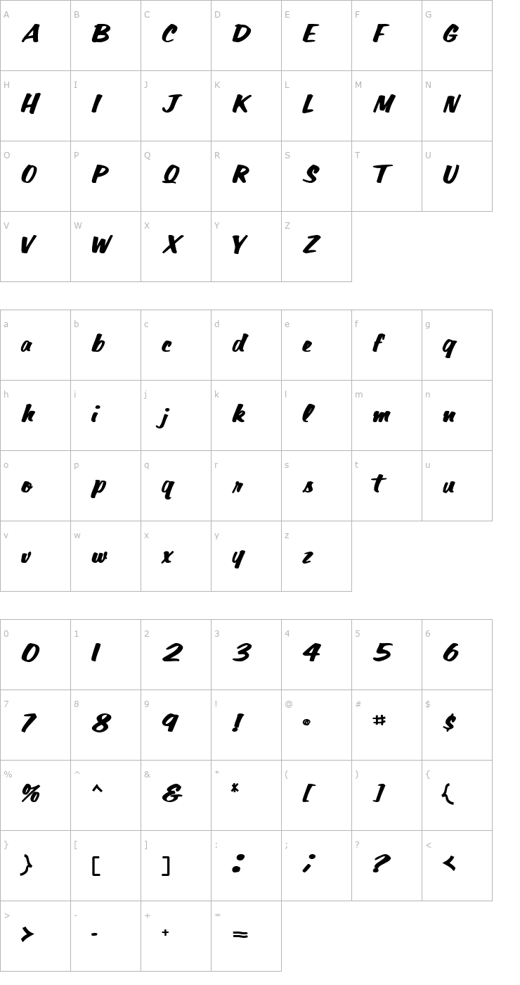 Character Map ParagonScriptSSK Bold Font