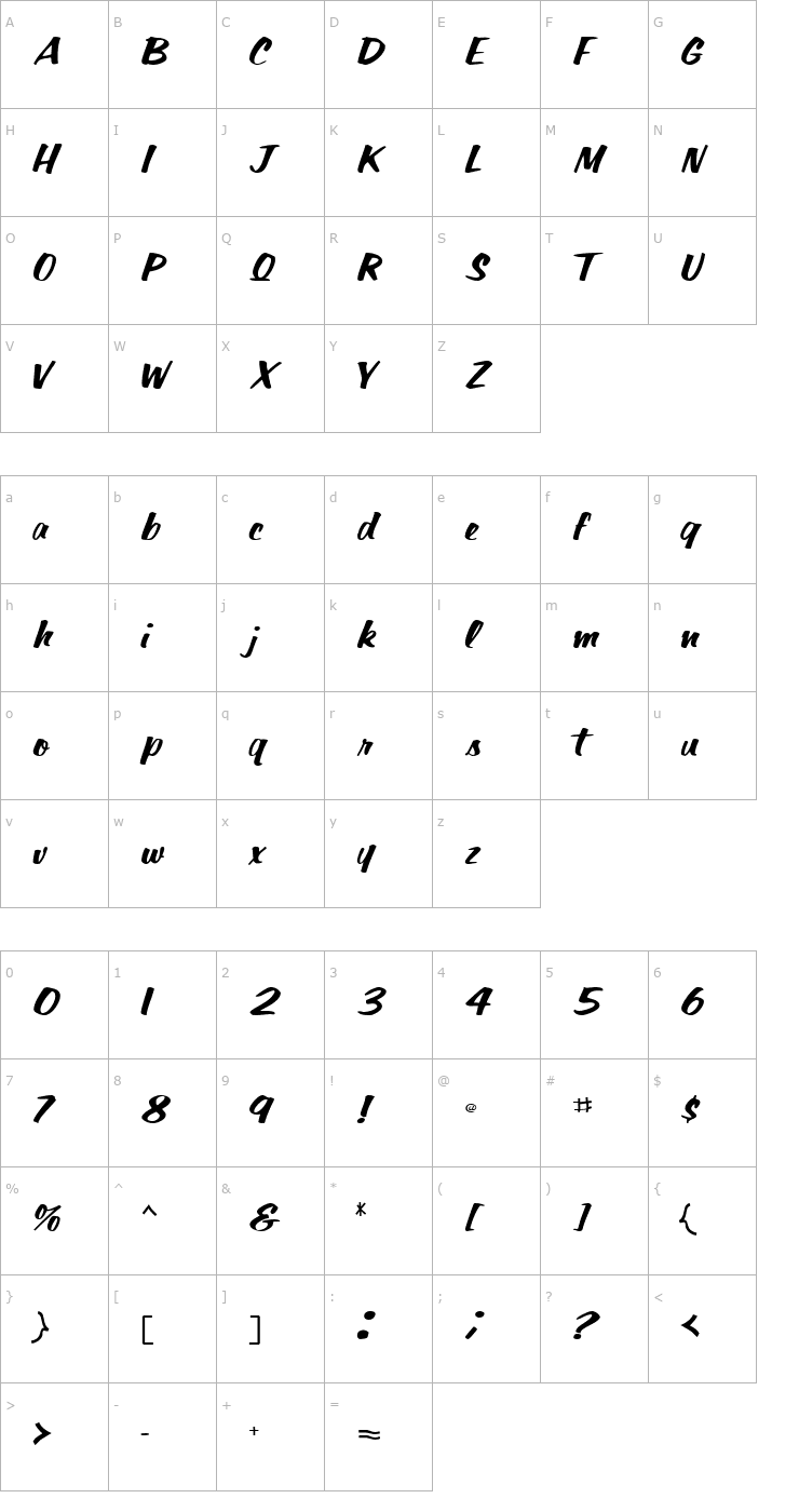 Character Map ParagonScriptSSK Font