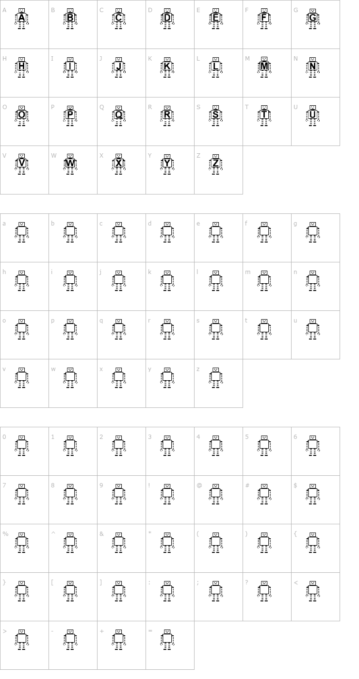 Character Map Paranoid Android Font