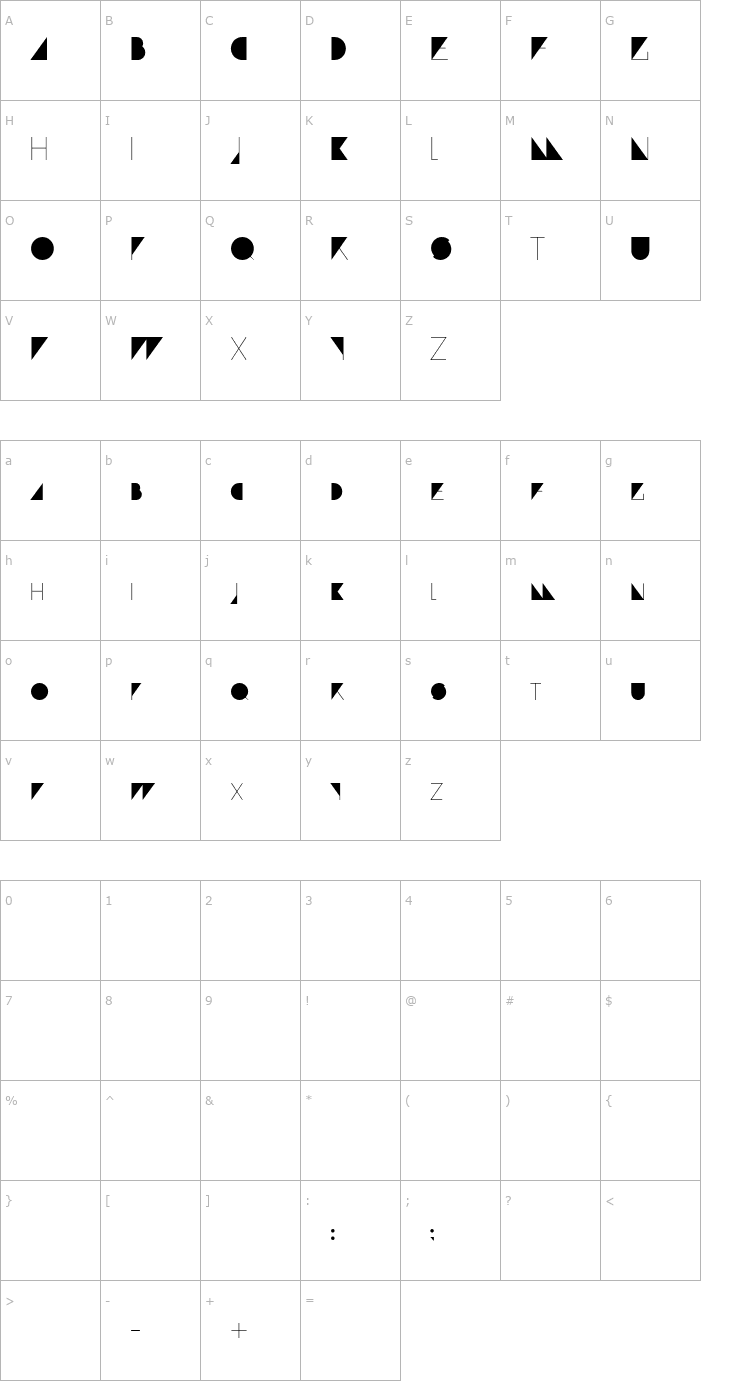 Character Map Paranoid Font