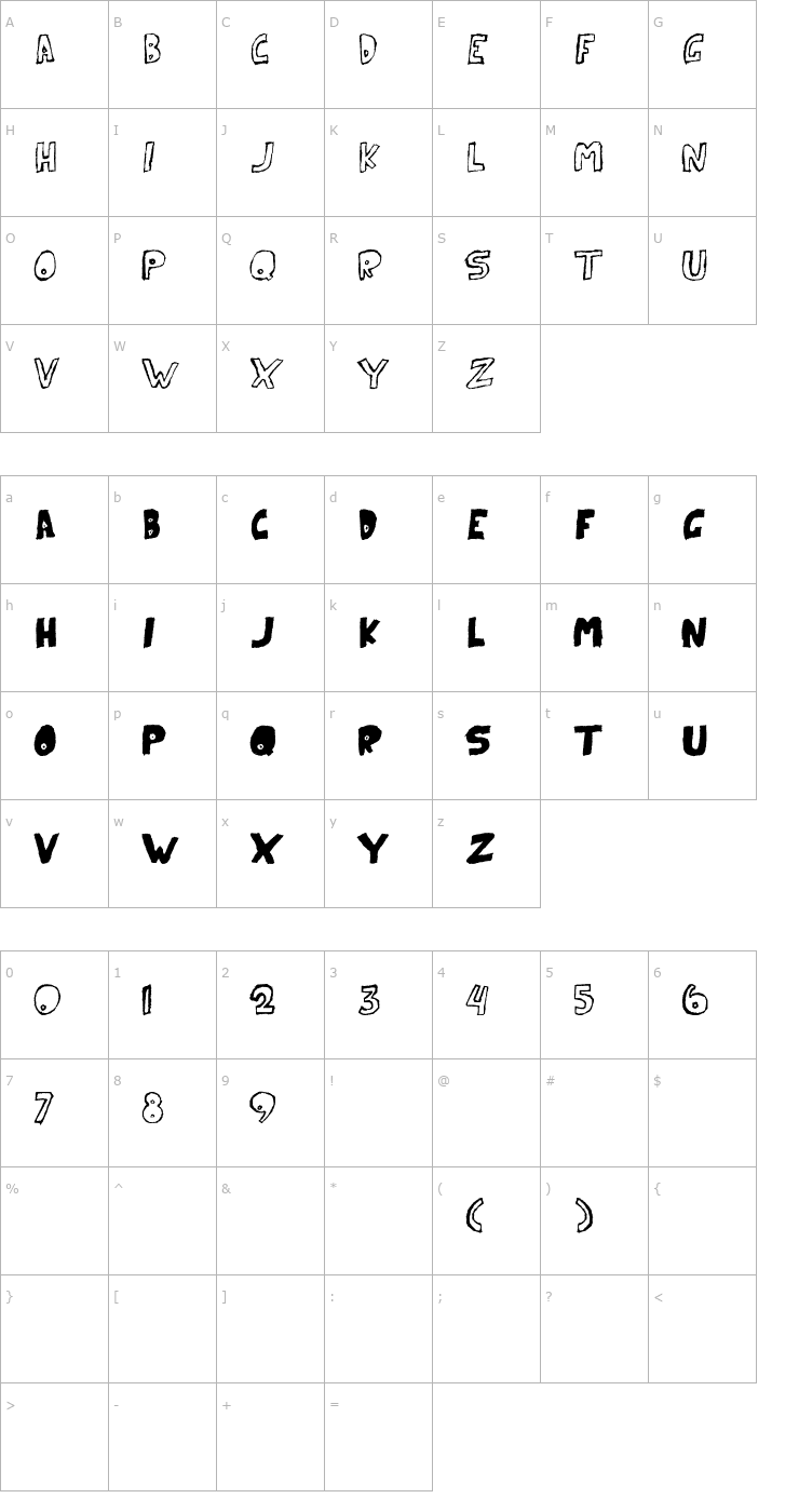 Character Map Paranoid Rabbit Font