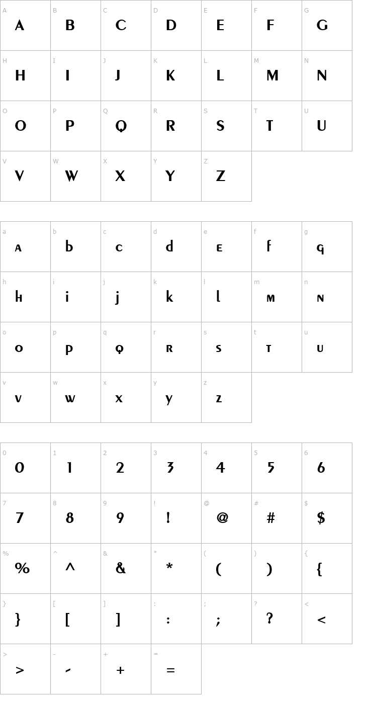 Character Map Pare Bold Font