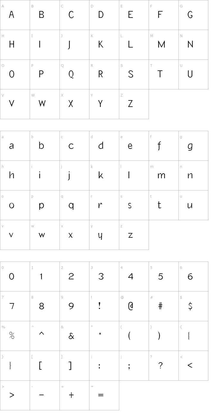 Character Map Paresis Font