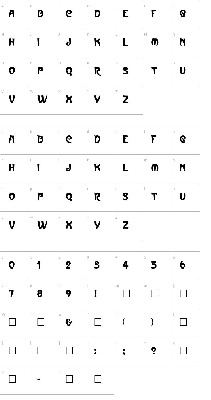 Character Map Paris Regular Font