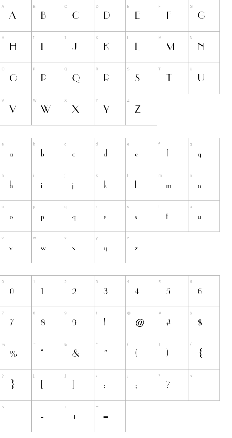 Character Map Parisian CG Font