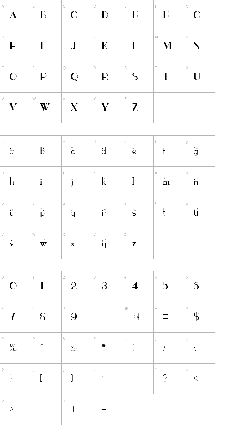 Character Map ParismatchBright Font