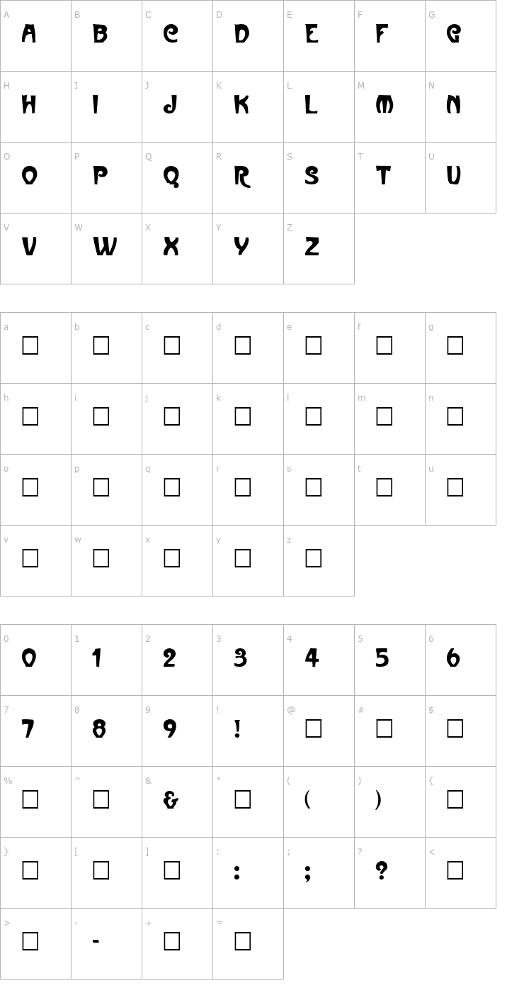 Character Map ParisMetro Font