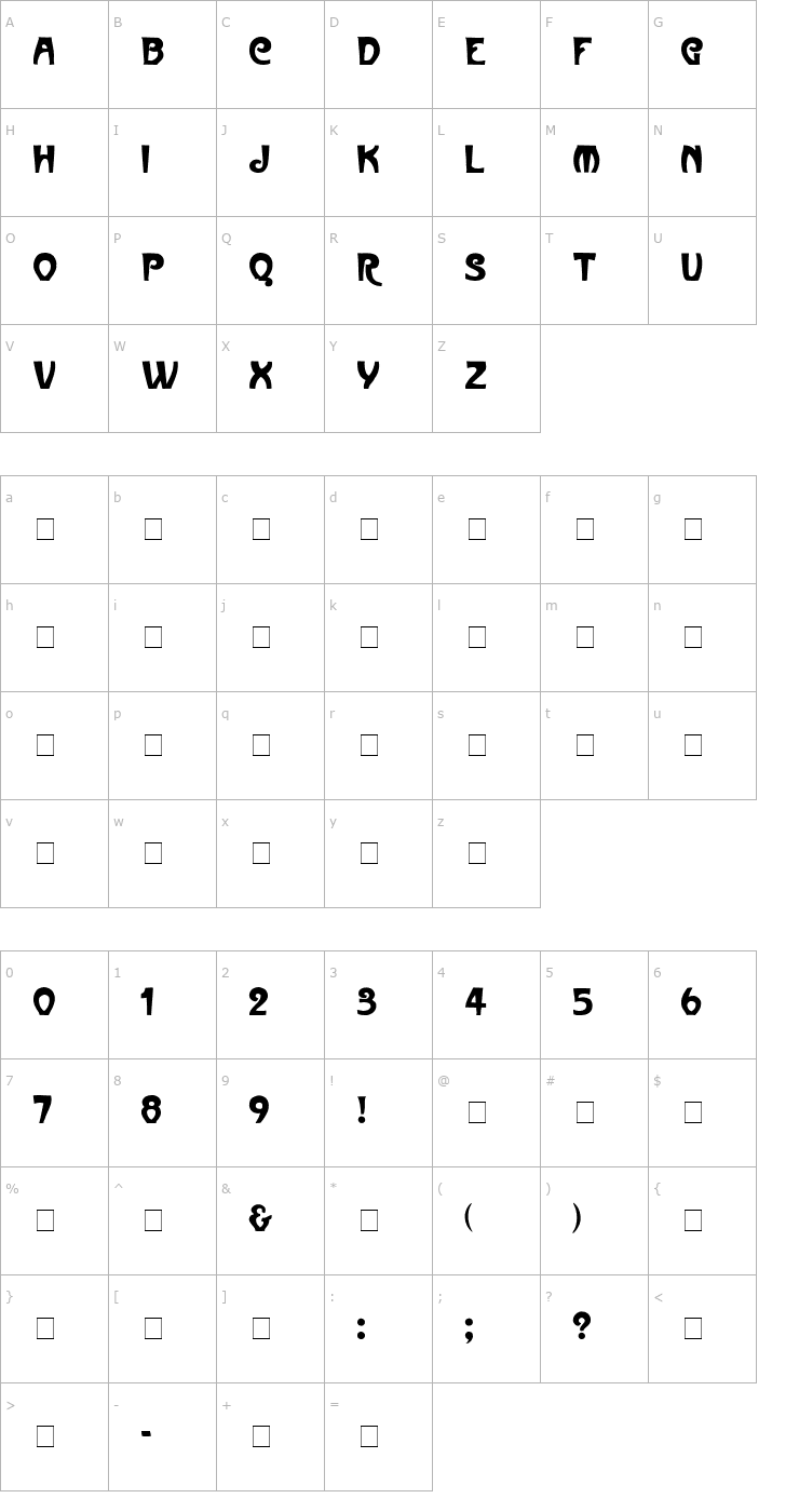 Character Map ParisMetro Medium Font