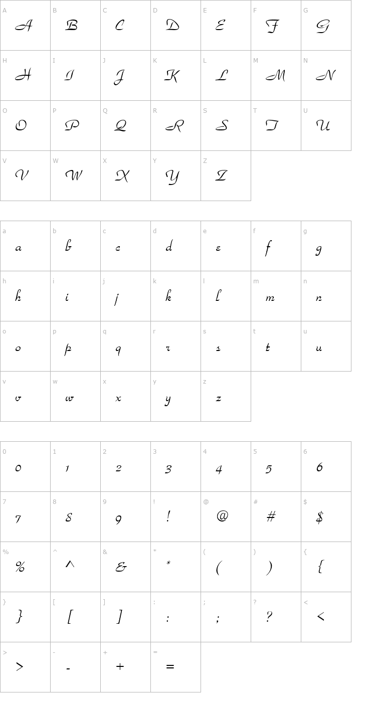 Character Map Park Avenue Normal Font