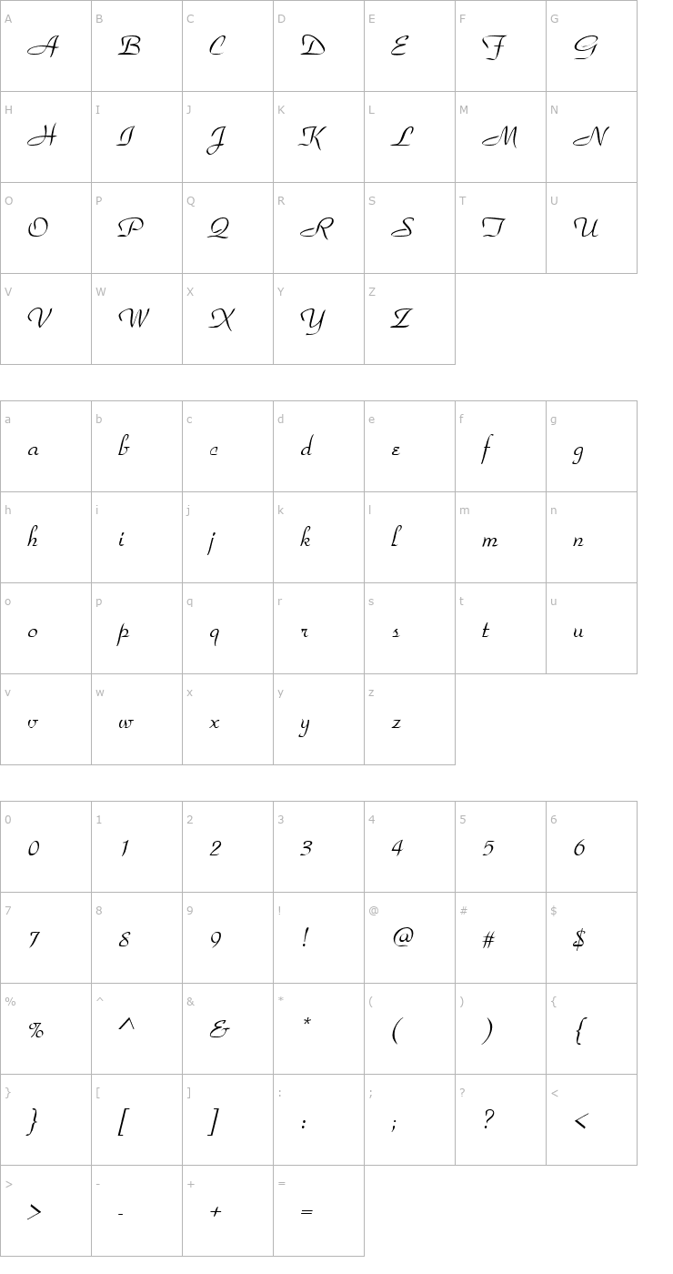 Character Map ParkAveDEE Font