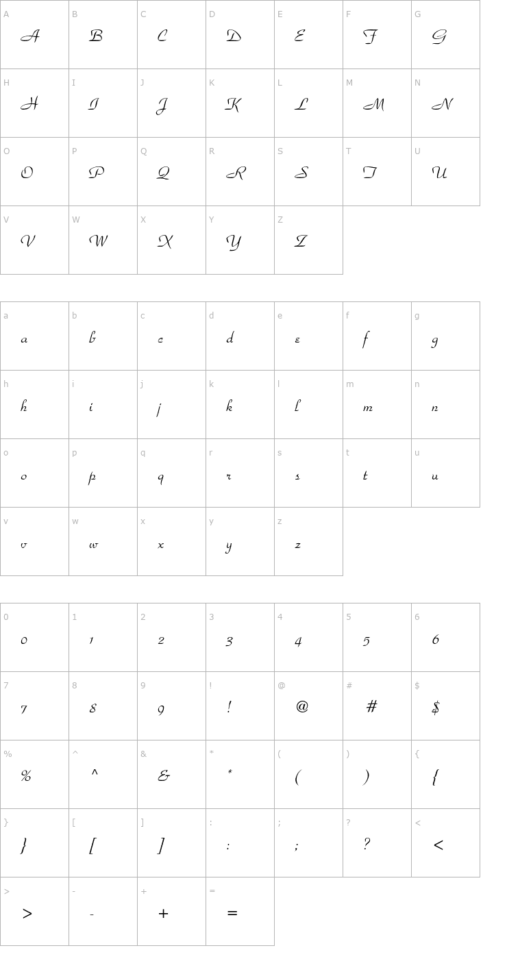 Character Map ParkAvenueStd Font