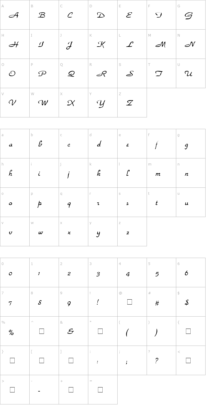 Character Map ParkHaven Normal Font