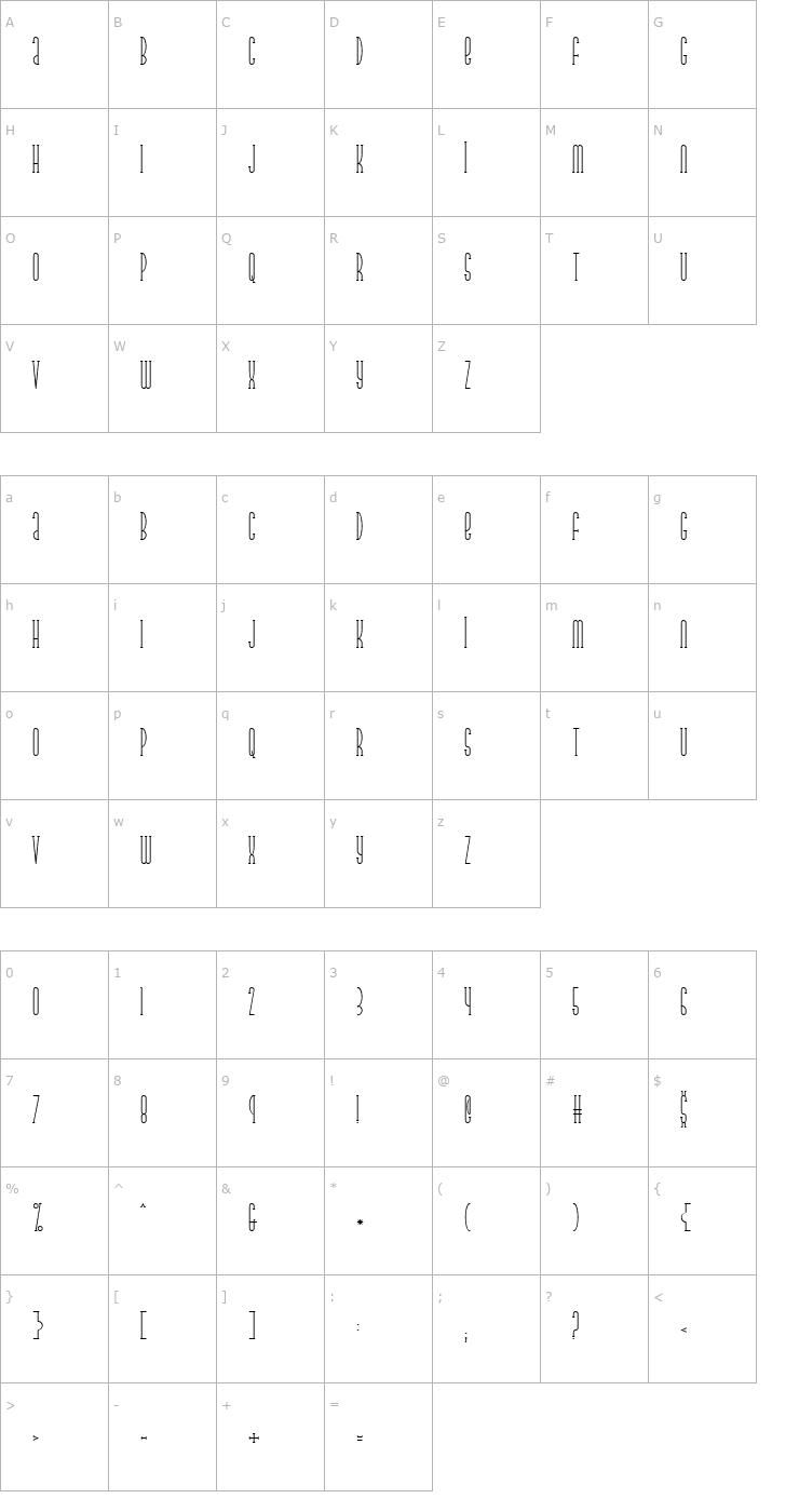 Character Map Parkland Serif Font