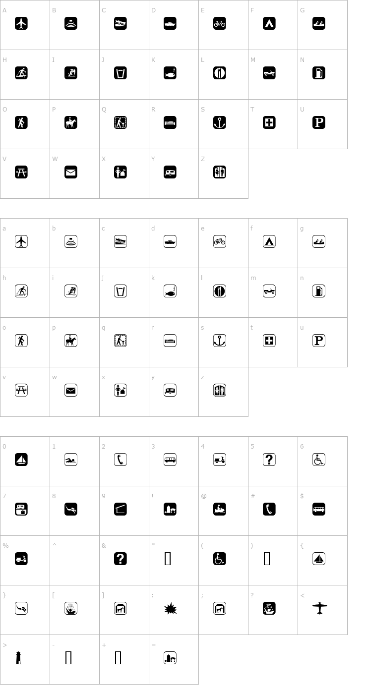 Character Map Parksymbol Font