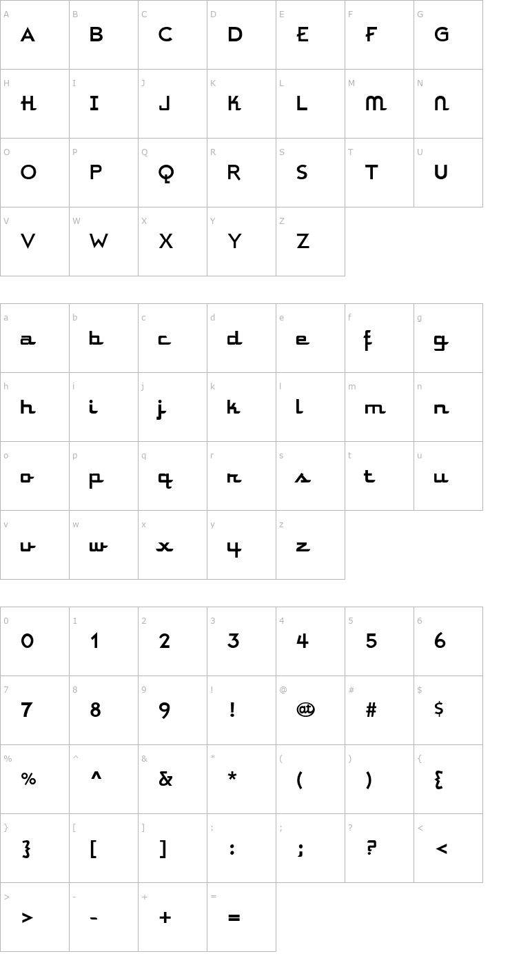 Character Map Parkway Motel Font