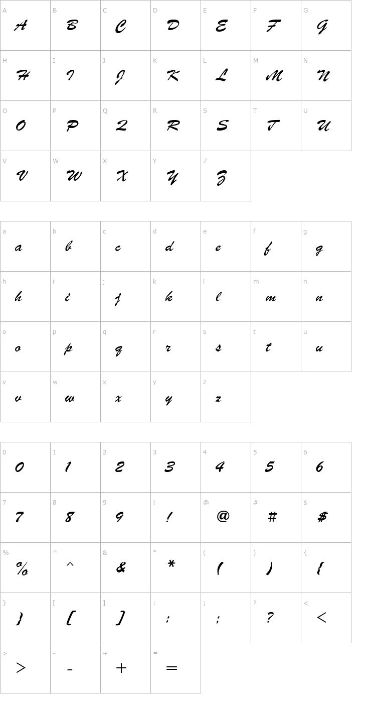 Character Map Parsek Cyrillic Font