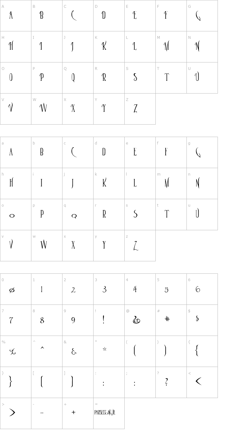 Character Map Parseltongue Font