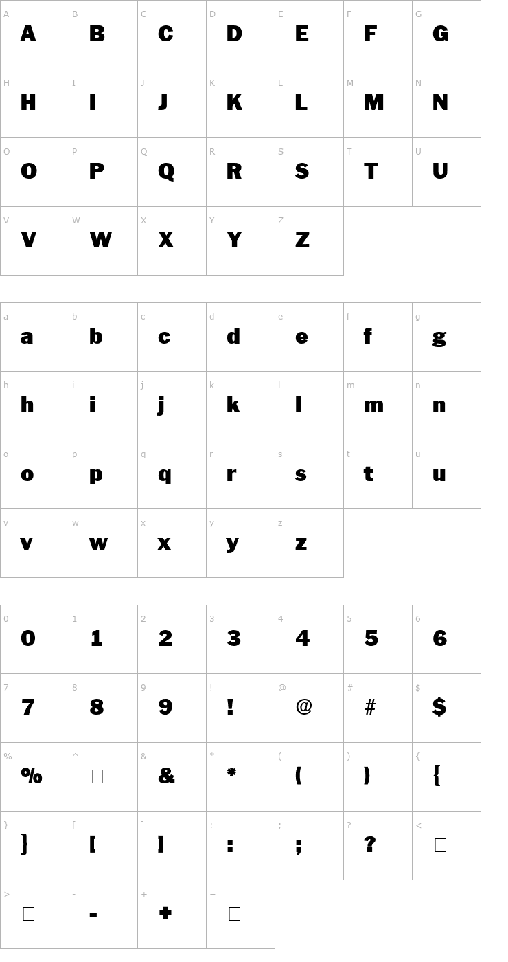Character Map Pasch Display SSi Font