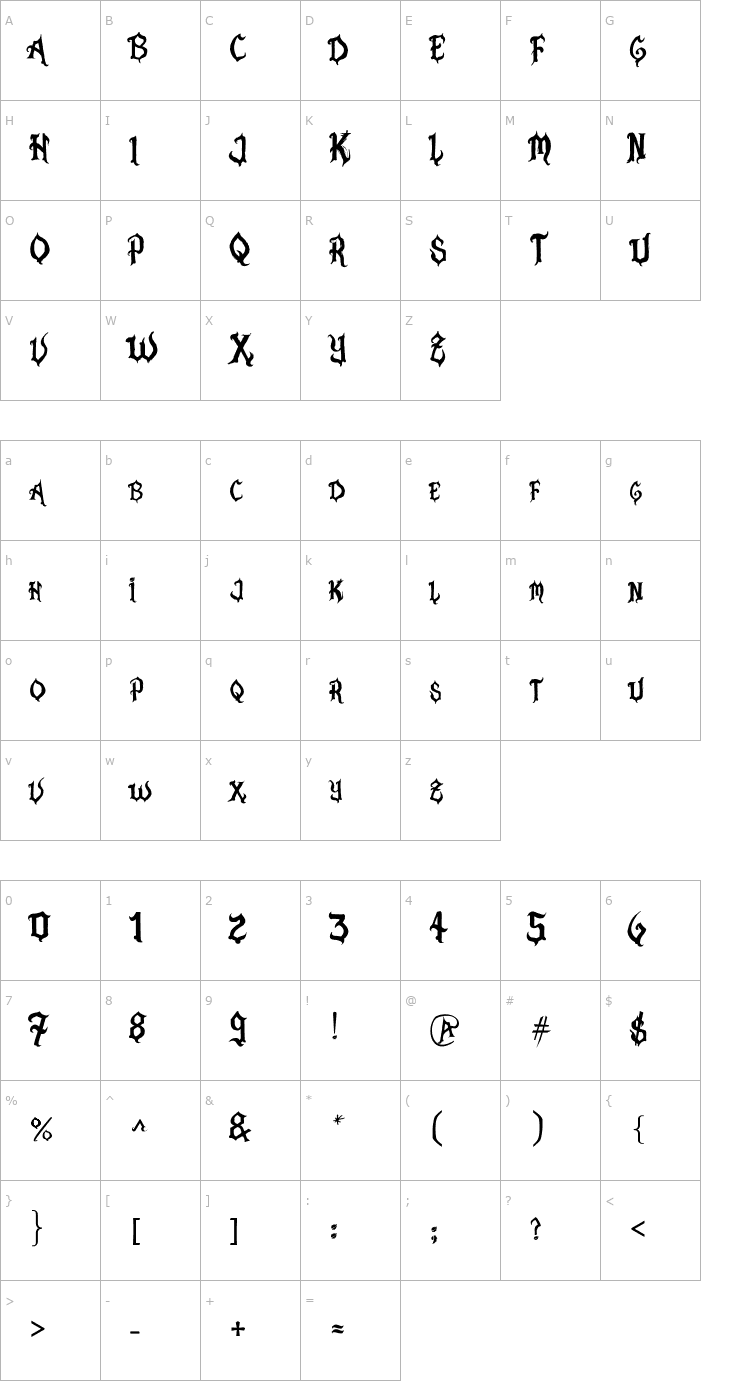 Character Map Pasión Acústica Font