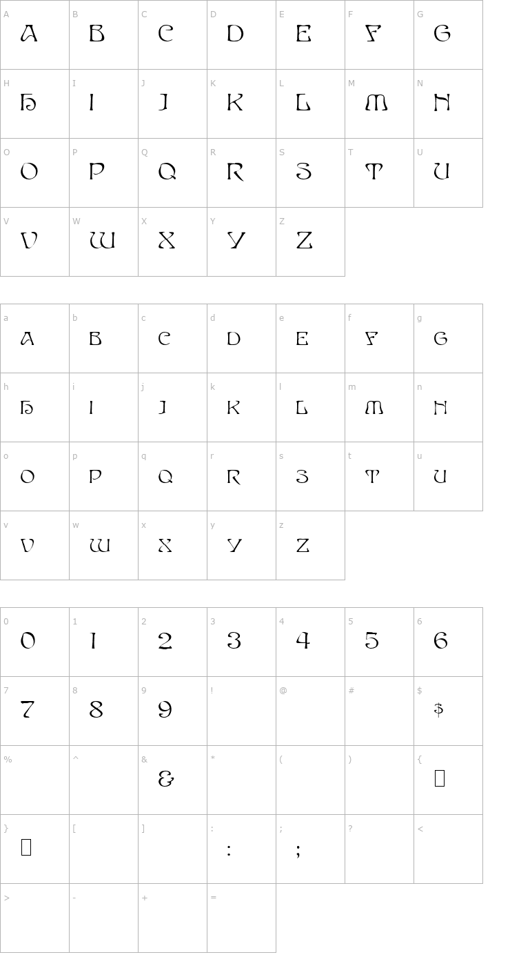 Character Map PassCaps Font