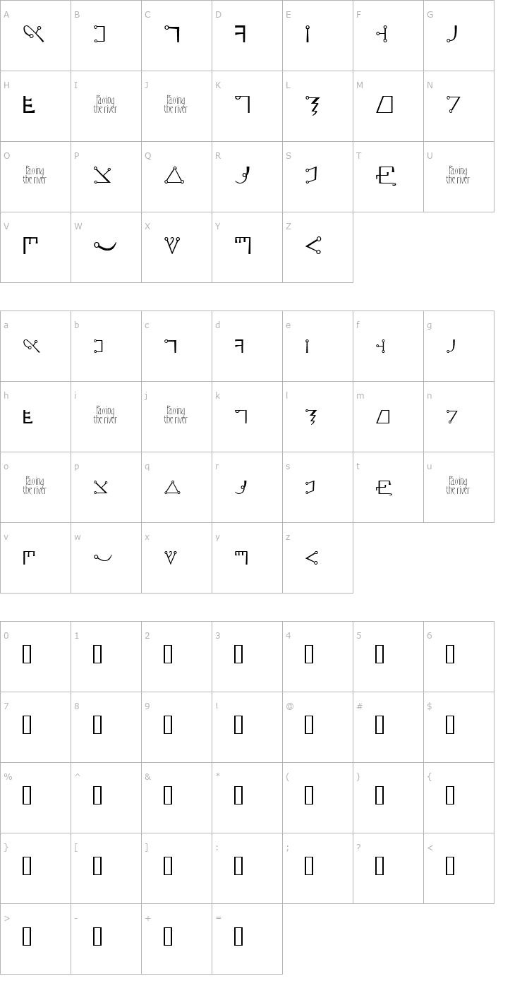 Character Map Passing The River Font