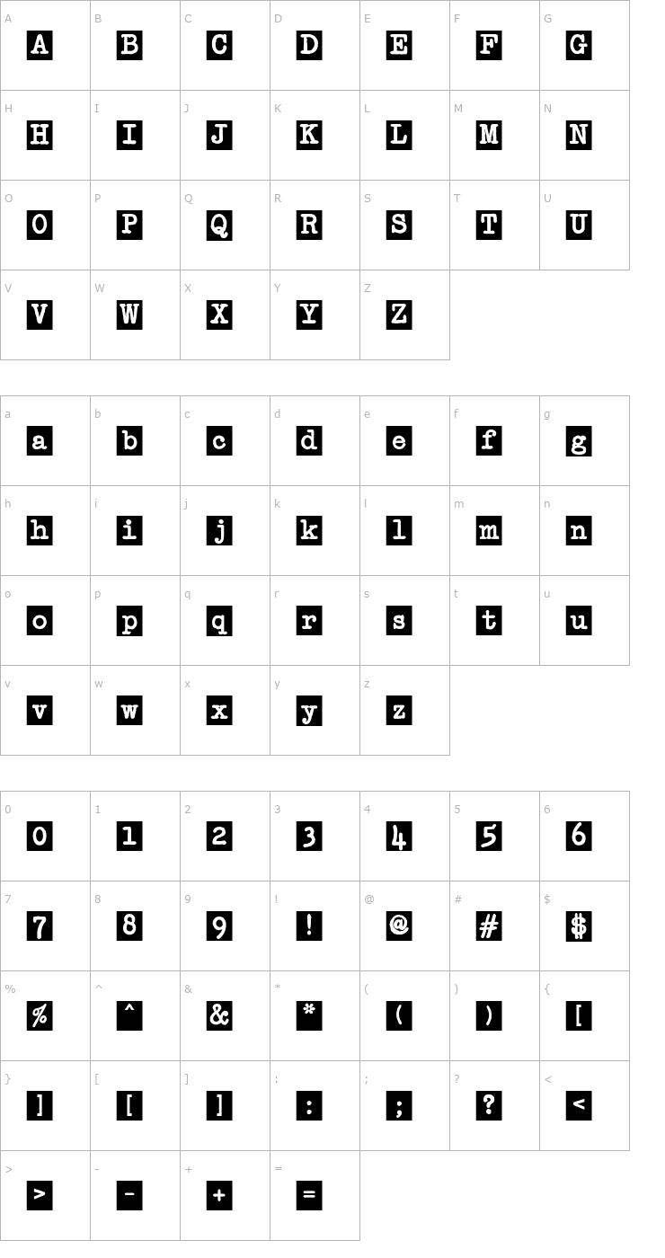 Character Map Passport Block Font