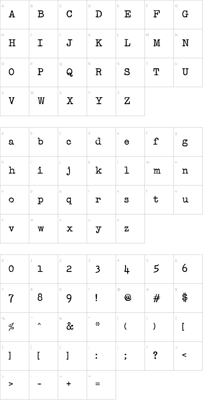 Character Map Passport Mono Bold Font