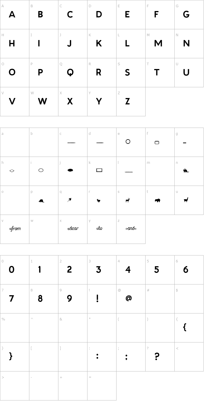 Character Map Patagonian Titles Font