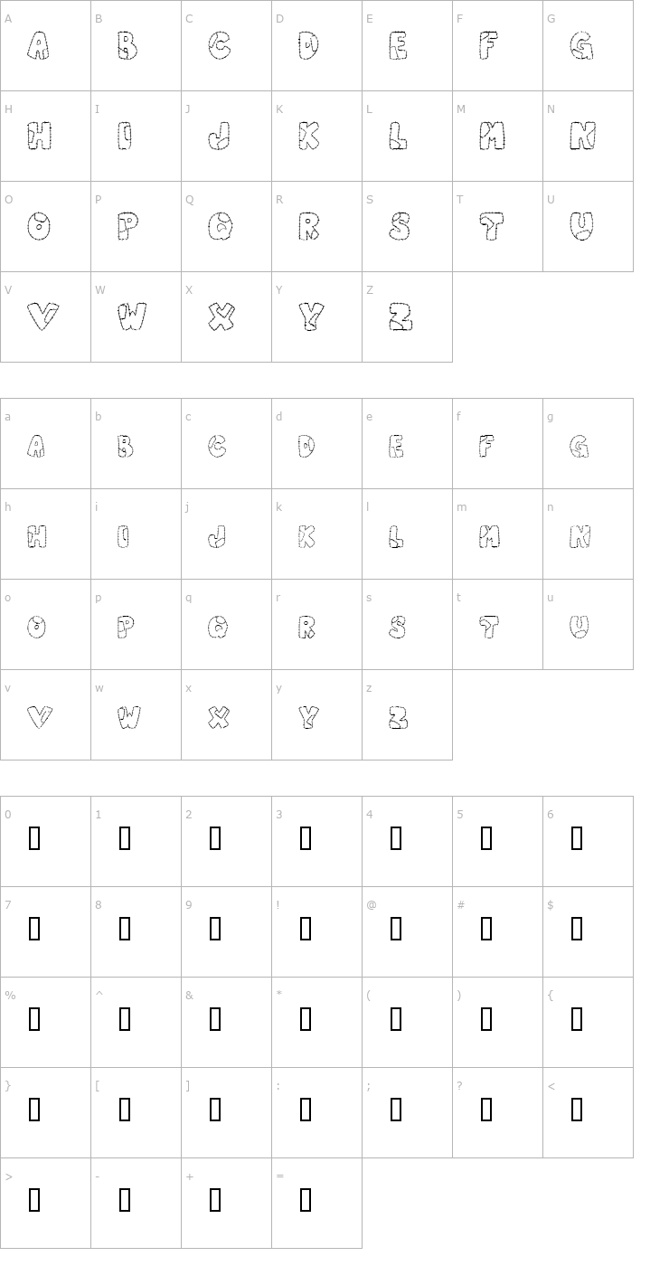 Character Map Patchwork Letter Font