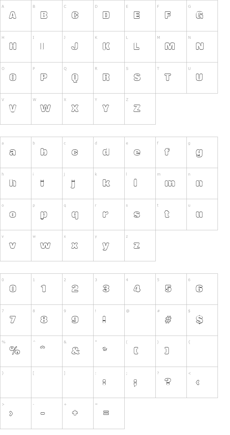 Character Map PatriciaBeckerOutline Font