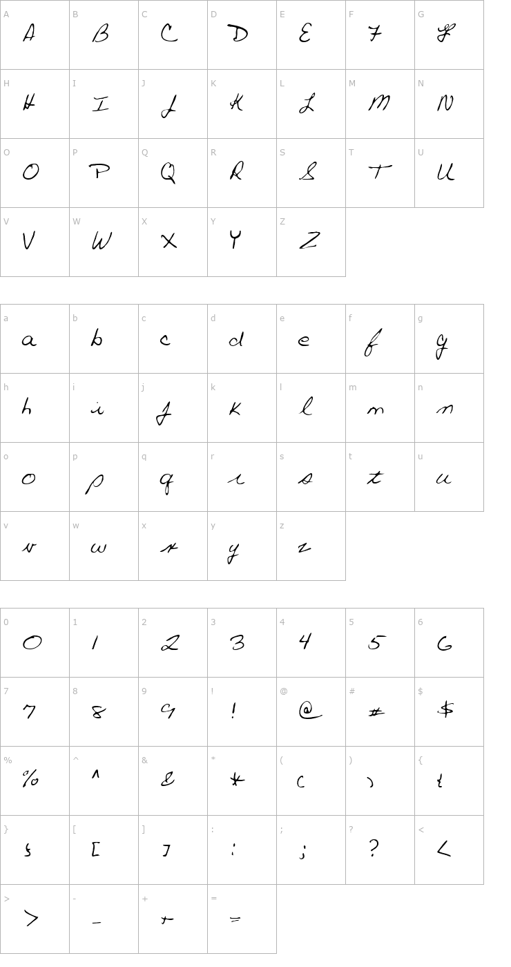Character Map Paul Regular Font