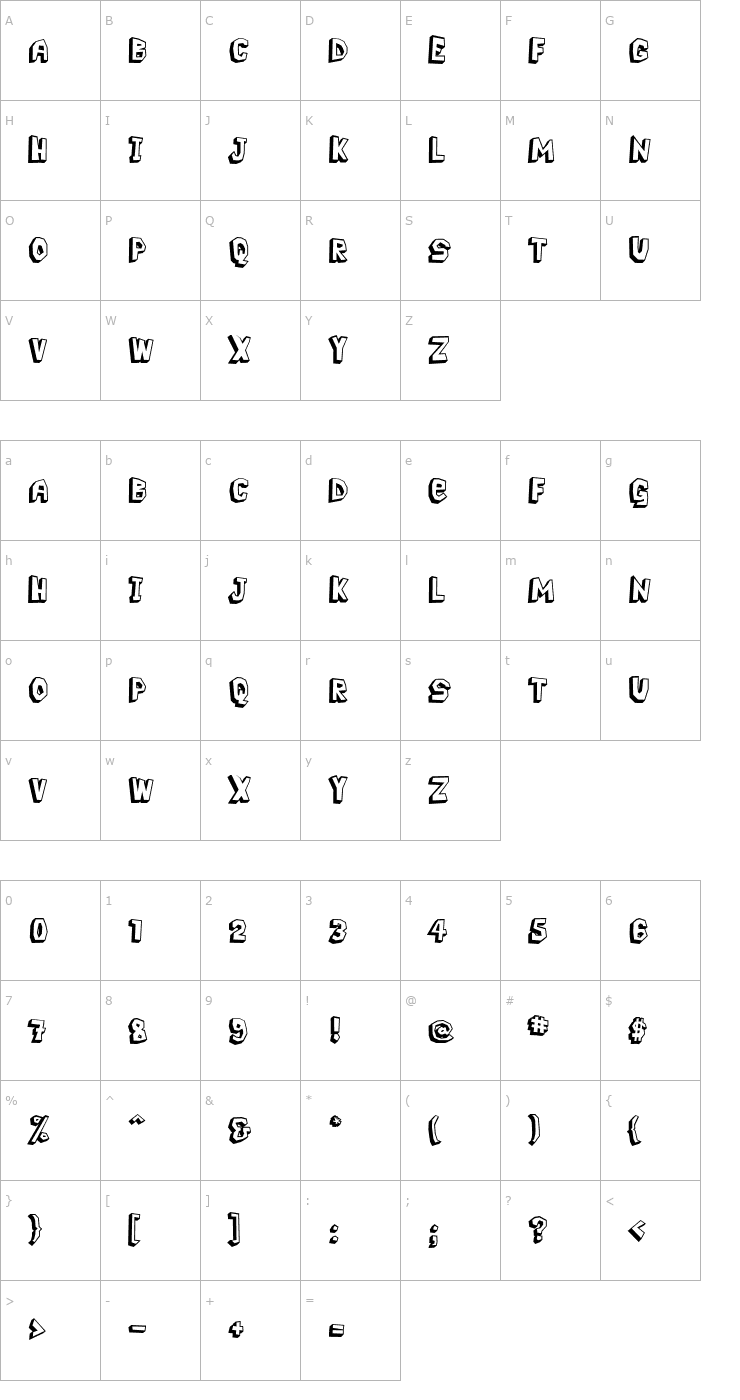 Character Map Pavement Logger Font