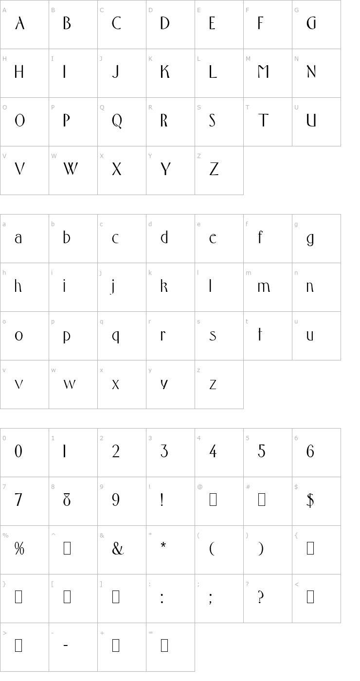 Character Map Pavis Font