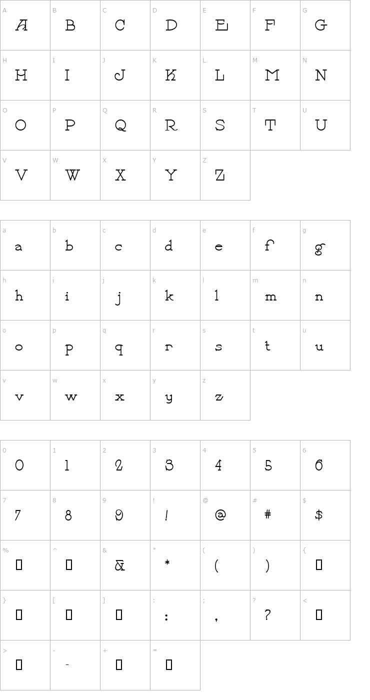 Character Map PayzantPen Font