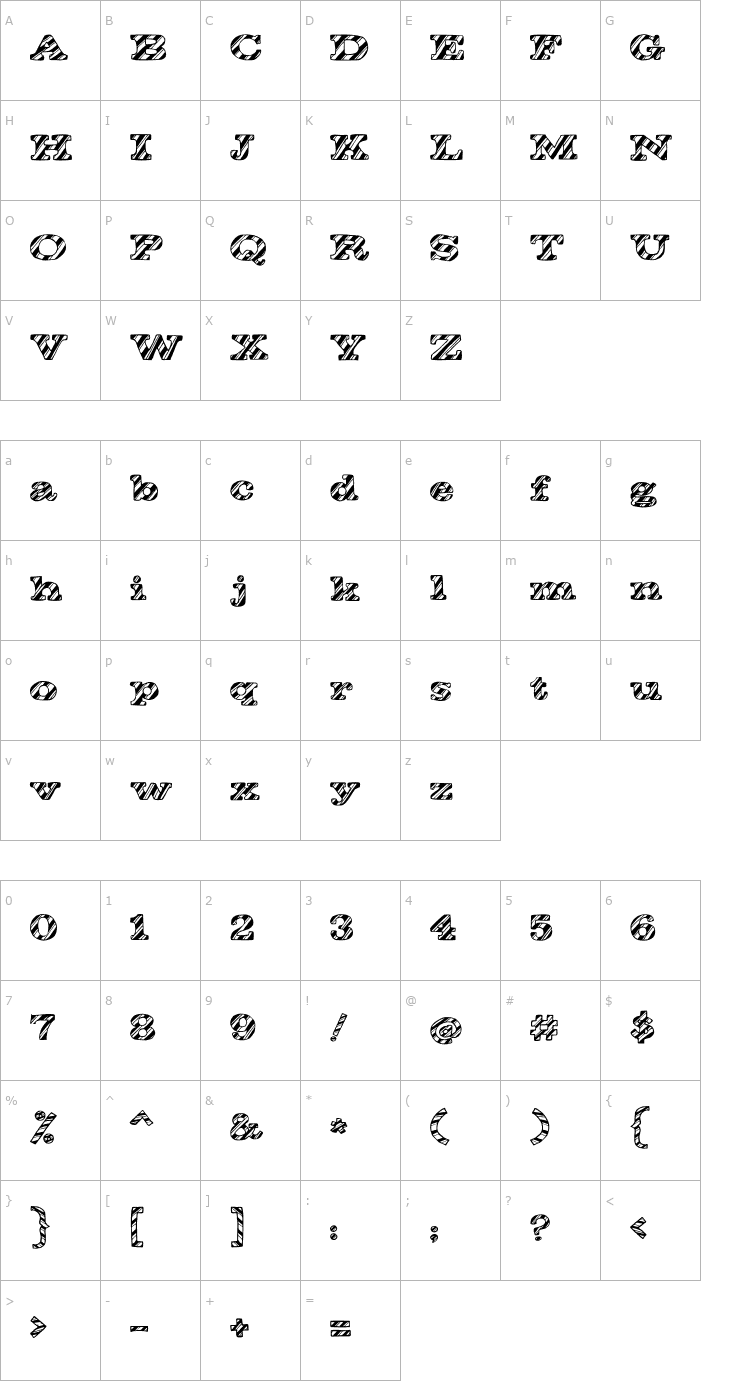 Character Map PC Candy Cane Font