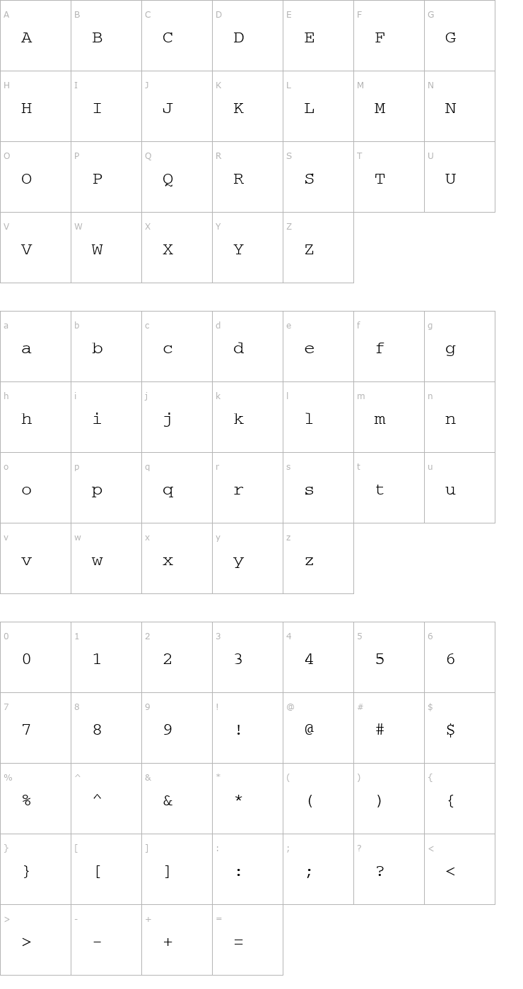 Character Map PC-CharSet Regular Font