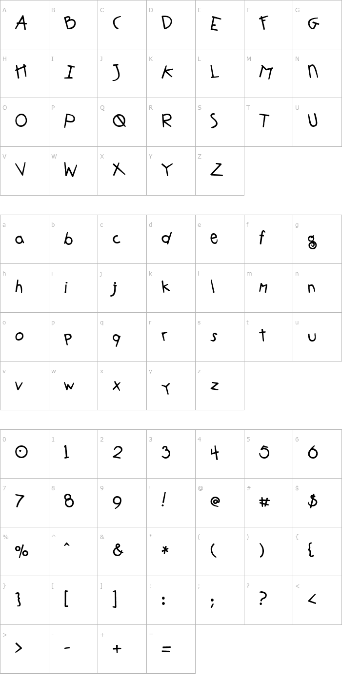 Character Map PC Crazed Font