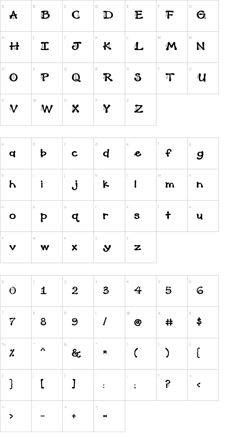Character Map PC Dangle Star Font