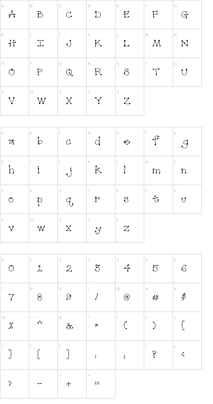 Character Map PC Dot Font