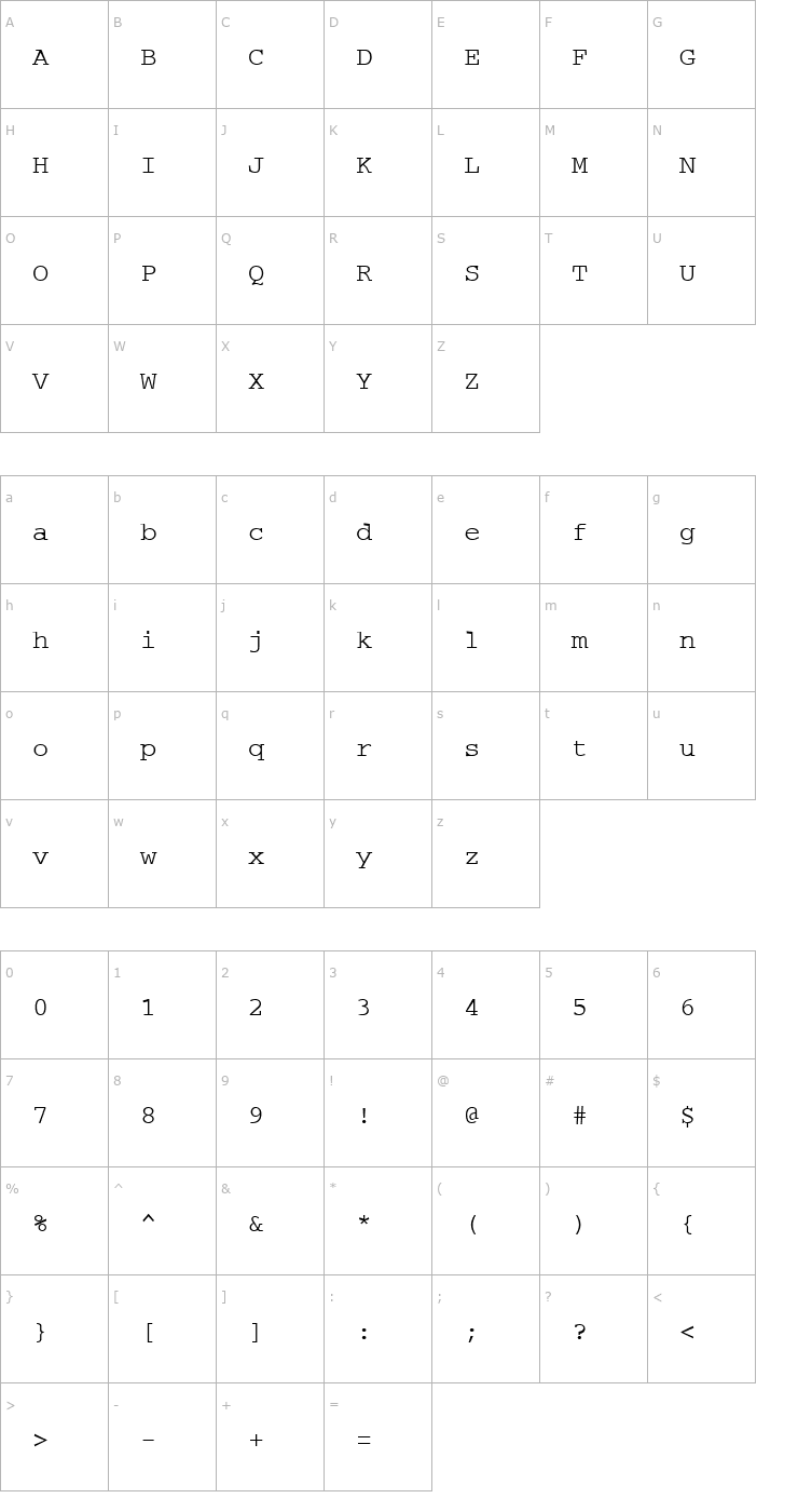 Character Map PC Regular Font