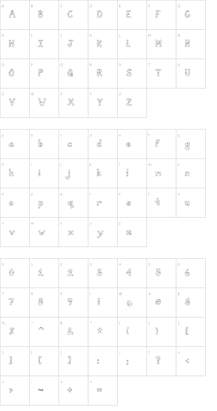 Character Map PC Stars and Stripes Font