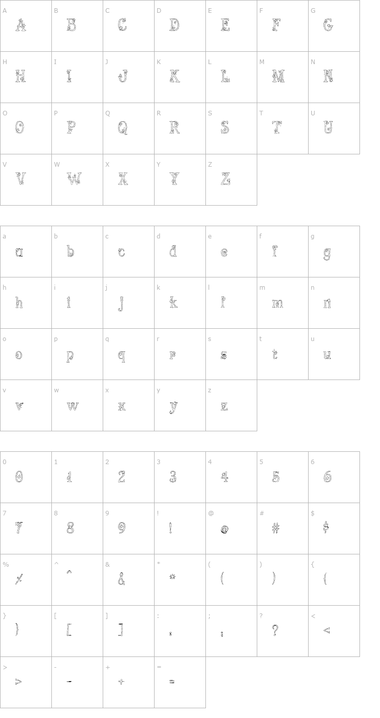 Character Map PC Stars Font