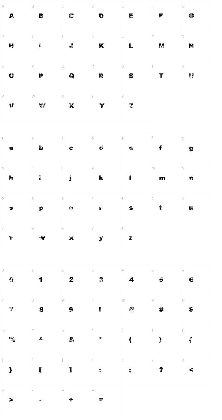 Character Map PDRPT Font