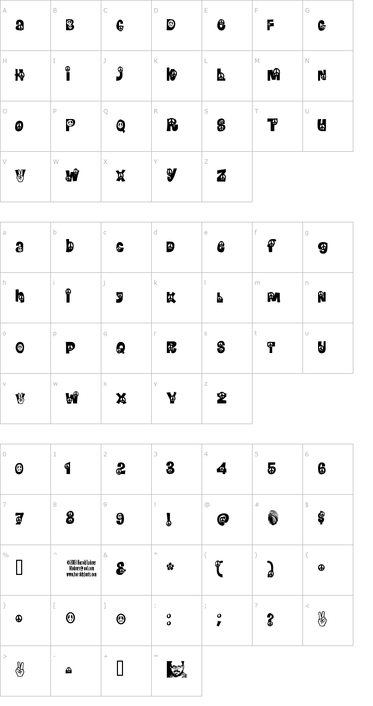 Character Map Peace Font