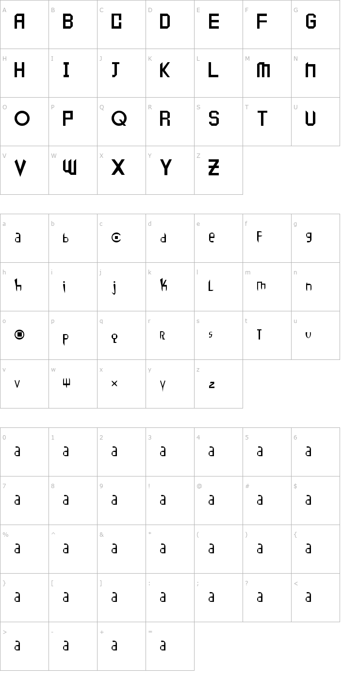 Character Map Peace1 Font