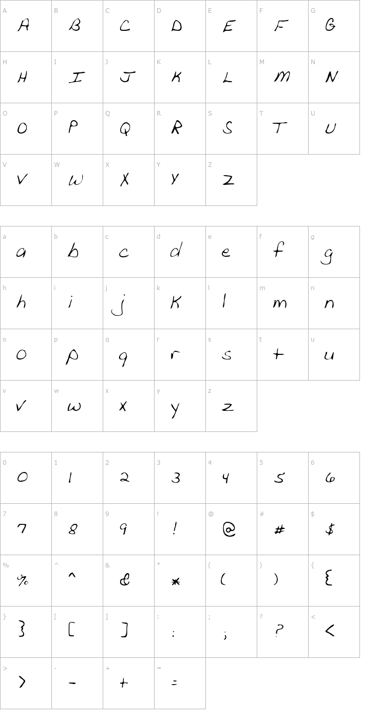 Character Map Peanut Regular Font