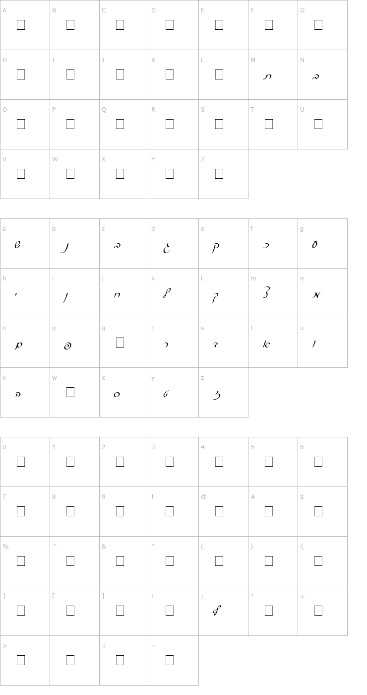 Character Map Pecan_ Script_ Hebrew Font