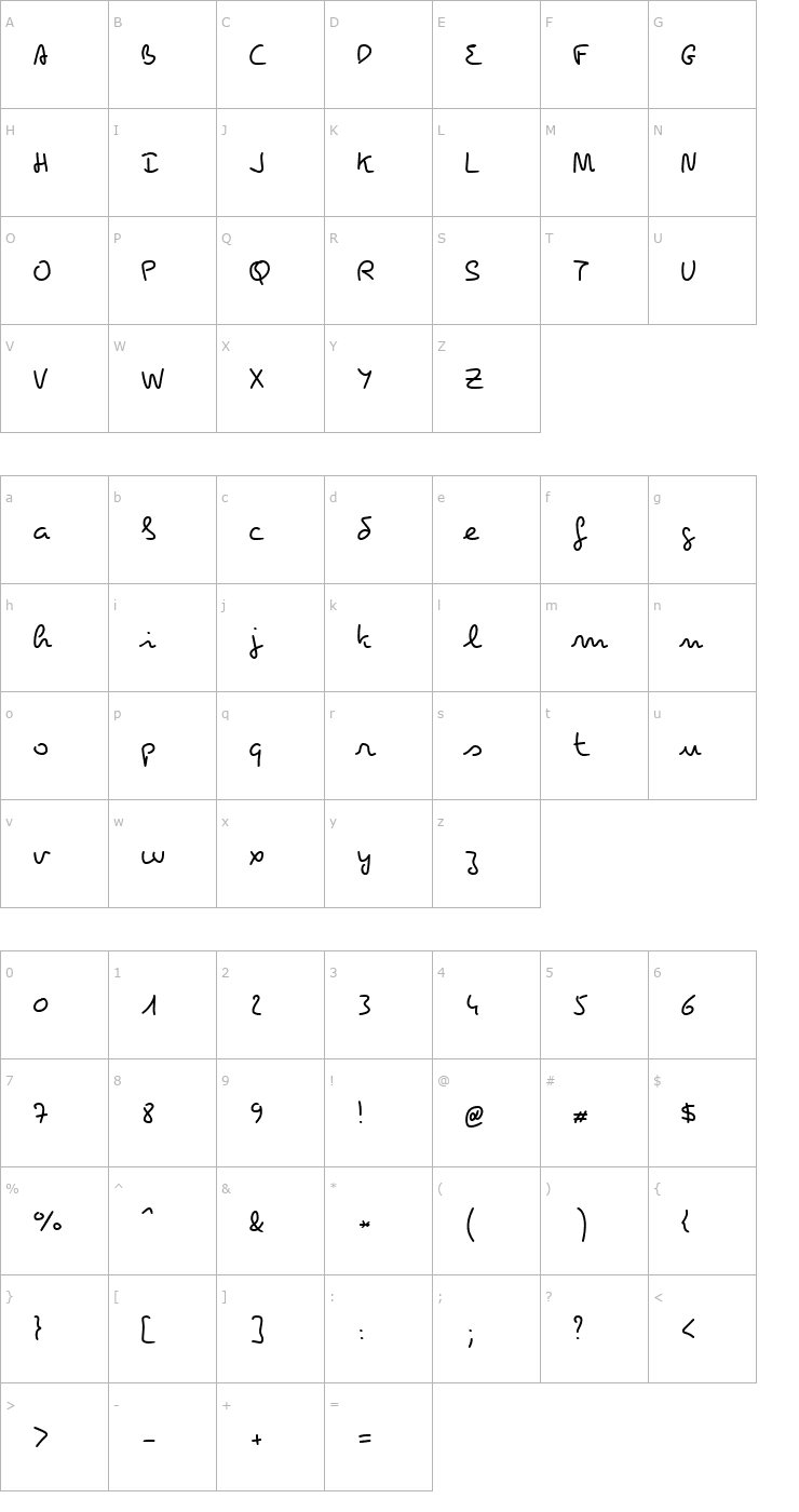 Character Map Pecita Font